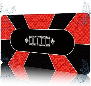 FURUISEN Waterproof Professional Poker Mat 180 x 90 cm, 8 Player Portable Rubber Texas Hold'em Poker Table Top Layout w/Zipper Handbag To Play Cards, Poker Games, Blackjack, Casino