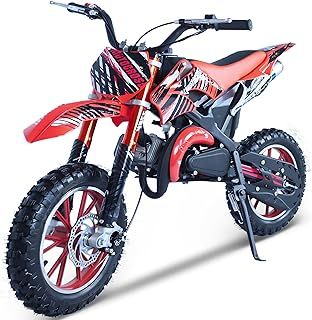 KIDMOTO ADVENTURE 49cc Child's Off-Road Dirt Bike - Twist and Go, No Gears - Red Kids Pit Bike for Ages 6-14, High Strength Steel Frame, Max Speed 22 MPH, Ideal for Safe Outdoor Fun and Adventure