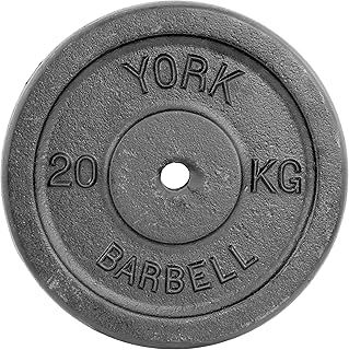 York Fitness Single Cast Iron Plate Weight Plate Home Gym Equipment Perfect for Fitness Bodybuilding Weight Lifting - 20kg