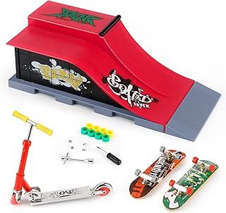 KETIEE Mini Finger Skateboard Ramp Set, Fingerboard Skateboard Skate Park Deck Truck Finger Board Ramp Kit Toy for Kids Birthday Gift, 1810-6E Upgrade