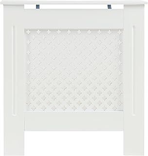 Panana Classic Radiator Cover Wall Cabinet, MDF Wood Cabinet Shelf Heating Covers for Living Room, Hallway,White Diamond Style (Small)