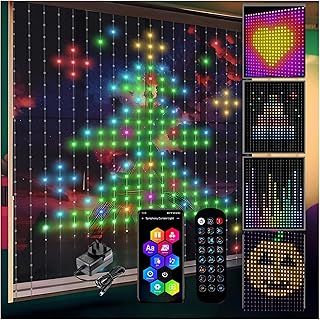 400 LEDs Smart Curtain Lights, 2mx2m, Indoor Outdoor , Bluetooth, App, IP65 Waterproof , Remote Controlled, Color Changing RGBIC LED DIY Light for Bedroom, Party, Living Room Backdrop Decor Gift