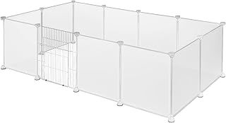 rabbit run guinea pig run hamster playpen bunny puppy enclosure exercise fence with door diy white 12 Panels (35x45cm/panel) 145x75x46cm 0009WL