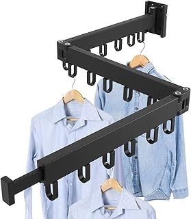 Ghopy Wall Mounted Clothes Hanger Retractable Foldable Laundry Drying Rack Indoor Outdoor Space Saving Dryer for Home Balcony Mudroom Bedroom