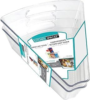 Kitchen Spaces KSCL2S6-AMZ Corner Lazy Susan Pantry Organizer, Plastic, Clear, 2 Pack
