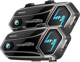 Fodsports M1-S AIR Helmet Bluetooth Headset, 4 Riders Up to 1200m bluetooth motorcycle headset 5.0 with Waterproof Noise Cancellation, Music Share, FM, AUX (Dual pack)