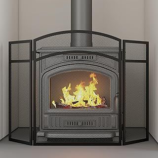 Kingson Black Fireplace Guard 96.5x61cm Safety Fire Guard for Wood Burners, Log Burners, and Open Fires for Baby and Pet Safety