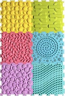 Massage Puzzle Floor Mats Orthopedic Game Mat Multicolor Silicone Training Mat Textured Sensory Play Mat Tiles for Kids and Adult,Autistic Children (Candy Color)