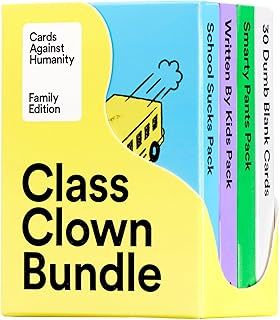 Cards Against Humanity Family Edition: Class Clown Bundle | 3 Themed Packs + 30 Blank Cards