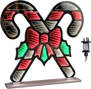 Samuel ALEXANDER 60cm Infinity Light up Candy Canes Display Christmas Decoration with Multi-Coloured LEDs on Base