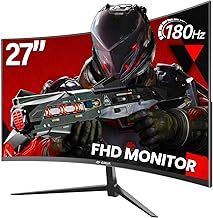 CRUA 27 Inch 280Hz Curved Gaming Monitor, Full HD 1080P 1800R Frameless Computer Monitor, 1ms GTG with FreeSync, Low Motion Blur, Eye Care, VESA, DisplayPort, HDMI, Black