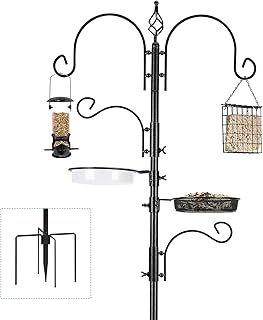 Urban Deco Bird Feeding Station Kit Bird Feeder Pole Multi Wild Bird Feeder Hanging Station Kit with Metal Suet Feeder Bird Bath for Attracting Wild Birds