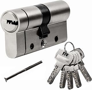 SEPOX 60mm(30/30) Anti-Snap Euro Door Lock Cylinder, High Security 6 Pin, Brass Body Stainless Steel Bar Enforced Anti-Drill Anti-Pick,Anti-Bump Door Barrel with 5 Keys