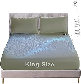 Fitted Grounding Bed Sheet with UK Plug, King Size Earthing Sheets, 5% Silver Fiber & 95% Cotton for Improving Sleep, Better Working and Help with Anxiety (Green, 150 x 200cm)