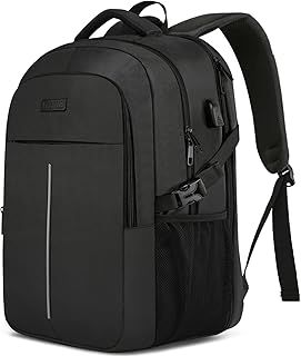Extra Large Backpack for Men 50L,Water Resistant 17Inch Travel Laptop Work bag with USB Charging Port Anti Theft Big Business TSA Approved Computer Rucksack Women College School,Black