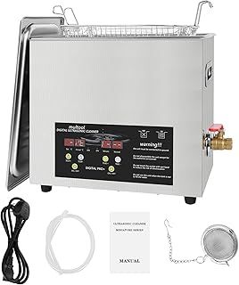 Digital Ultrasonic Cleaner Machine 6L 180W Professional Stainless Steel Ultrasonic Cleaner with 1-30 Minute Timer 0-80°C Heater 300W Power for Jewellery Metal Parts Glasses Makeup Sponge