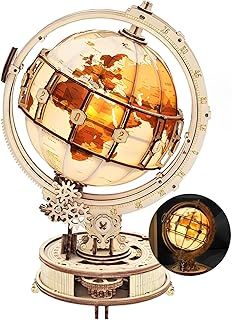 ROKR Model Kits For Adults To Build Luminous Globe 3D Wooden Puzzle Craft Kits UK Home Office Desk Decoration Creative Gifts Idea