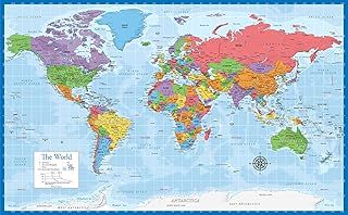 Palace Learning Laminated Blank World Map Outline Poster - 18" x 29" - (For Use With Wet Erase Markers Only)