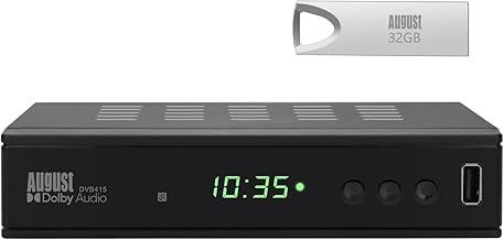 August DVB415 Freeview HD Box Recorder - 1080P Set Top Receiver Boxes for TV with Multimedia Player PVR for Recording, EPG, Timeshift, HDMI Scart, TV Aerial Required, 32G USB Stick Included
