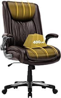 COLAMY Big and Tall Office Chair 400lbs, Large Heavy Duty High Back Executive Computer Office Desk Chair Flip-up Arms Wide Thick Seat for Home Office (Classic, Black)