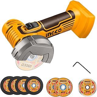 INGCO 20V Mini Cordless Angle Grinder (Body Only) 19500RPM, 76mm Disc Diameter, Mini Cutter Cut-Off Tool M6 for Cutting Polishing and Sharpening CAGLI76011