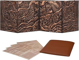DND DM Screen 5e - D&D Dungeon Master Screen 3D Faux Leather with Customizable Inserts - Dungeons and Dragons GM / Game Master Accessories Gift Man or Woman. Hide Your Dice Rolls, Maps & Books.