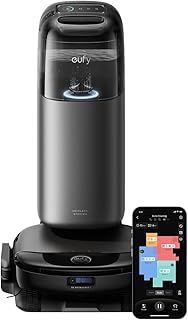 eufy Omni S1 Pro, Robot Vacuum Cleaner with Mop, HydroJet, 8,000 Pa Powerful Suction, Obstacle Avoidance, Eco-Clean Ozone, Lift Mop, Auto Mop Washing & Drying, Auto-Emptying, Detergent Dispenser