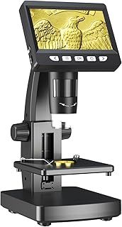 Microscope for Adults,500X Magnification Coin Microscope with 8 Ajustable LED Lights,LCD Digital Microscope for Windows/MacOS-4.3 Inch Black