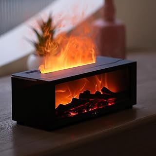 Fireplace Diffuser, Upgrade 7 Colours Flame Diffuser, 150ml Essential Oil Diffusers with Timer and Waterless Auto Off for Home Room Office