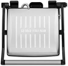 George Foreman Medium Electric Flexe Grill [Non stick, Healthy, Griddle, Toastie, Hot plate, Panini, BBQ, Energy saving, Vertical storage, Easy clean, Drip tray, Ready to cook light] Black 1800W 26250