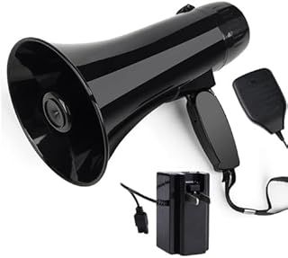 MyMealivos 35 Watt Power Portable Megaphone Speaker PA Bullhorn with Detachable Handheld Microphone, Built-in Siren, USB Flash Drive & 240S Recording (Black)