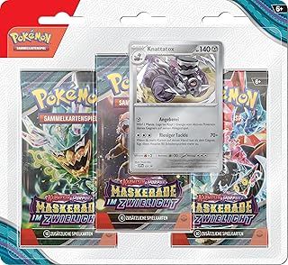 Pokémon - Trading Card Game: 3 Pack Blister Crimson & Purple - Twilight Masquerade Knattatox (3 Booster Packs & 1 Holographic Promo Card)