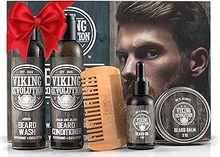 VIKING REVOLUTION - Beard Conditioner Kit - Beard Grooming Kit For Men - Softens, Smoothes & Soothes - With Beard Wash & Conditioner, Beard Oil, Beard Balm and Beard Comb