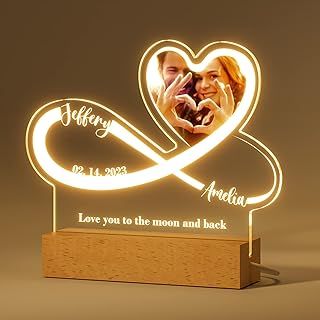 iDIY Personalised Infinity Night Light - Personalised Lamp with Photo Name Date Dedication - Valentines Gift for Her, Gift for Wife