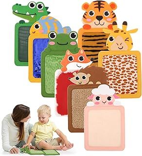Partideal 8 Pcs Sensory Mat Toy Kit, Animal Sensory Floor Tiles Early Learning Developmental Presents for Newborns
