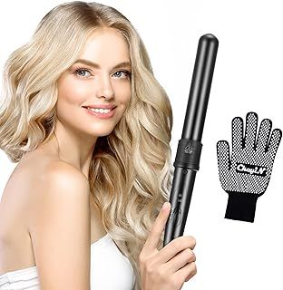 CkeyiN 32mm Curling Wand, Professional Ceramic Barrel Hair Curler for Long Hair & Big Beach Waves Curls Adjustable Temperature Dual Voltage with Glove Curling Tong