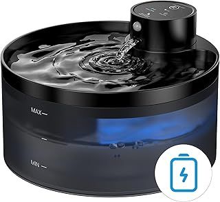 Wireless Cat Water Fountain for Drinking: 108oz/3.2L Cat Fountain Motion - Cordless Pet Water Fountain with Sensor - 4200 mAh Rechargeable Pet Water Dispenser Battery Operated - Black