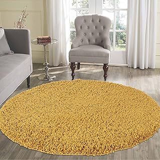 Living Room Round Area Shaggy Rugs, Polypropylene, Gold, 120x120cm(4x4')