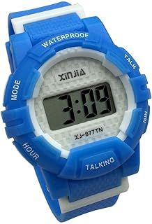 VISIONU English Talking Wrist Watch Electronic Sports Watches with Alarm, with Blue Ruber Strap