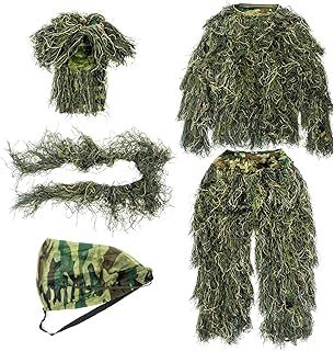 GUGULUZA Adult 3D Ghillie Suit Jungle Woodland Camouflage Hunting Clothing