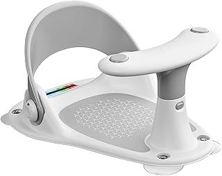 Baby Bath Seat,Non Slip Infant Bath Chair for Babies 6 Months & Up Sitting Up, Folding Stand Baby Bath Tub Toddler Bath Support with Water Thermometer/4 Strong Suction Cup (Grey)