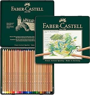 Faber-Castell Tin of 24 Pitt Pastel Artists Colouring Pencils, High Colour Ideal For Colouring, Drawing, Sketching, By Professional And Hobby Artists, Coloured Pencils Presented In A Tin