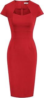 GRACE KARIN Womens Vintage Pencil Work Dress Short Cap Sleeve 1950s Bodycon Dress CL007597