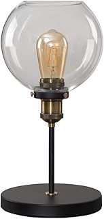 MiniSun | Industrial Steampunk Style Black and Gold Table Lamp with a Clear Glass Globe Shade | Table Lamps, Home Décor & Improvement Essential | Includes 4W LED Bulb [2700K Warm White]