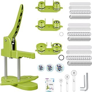 Button Maker Machine 25+32+58 mm, 300 Metal Pin Back Button Sets, VIHBRAI Badge Press Machine with Molds, Plastic Washer & Round Paper Cutter