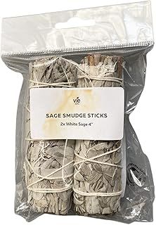 VIE Pack of 2 White Sage Smudge Sticks(4”)–Premium,Natural & Ethically Sourced for Smudging,Home Cleansing,Meditation & Energy Healing | Remove Negative Energy & Bad Vibes | Spiritual & New Home Gift