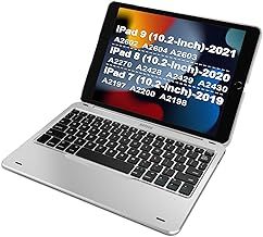 Arteck iPad 9th Gen (10.2-inch, 2021) Keyboard Case, Ultra-Thin Bluetooth Keyboard with Folio Full Protection Case for Apple 10.2-inch iPad 9 (2021) 8 and 7 with 130 Degree Swivel Rotating