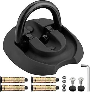 EYPINS High Security Ground Anchor, Hardened Steel Flip Up and Down Steel Ground Wall Chain Lock Anchor, Motorbike Lock Security with 4 Locking Points for Motorcycle Bike Bicycle, Black