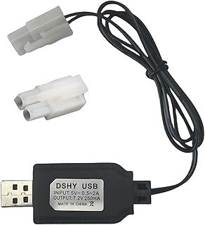 7.2V NiMH/NiCd Battery Charger Cable with Standard Tamiya Plug Compatible RC Car RC Tank RC Plane RC Boat and Other Remote Control Toys for Universal 7.2V Lipo Battery USB Charger
