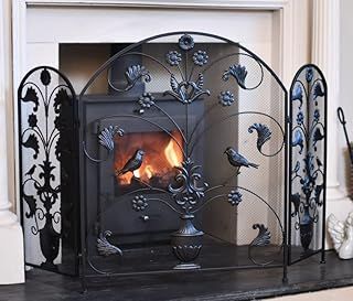 Black Arched "Birdwatcher" Three Fold Fireguard